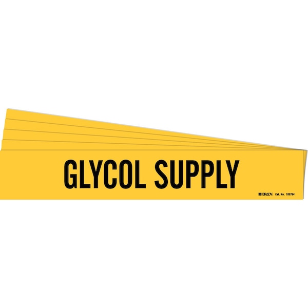 GLYCOL SUPPLY Pipe Marker Style 1 Polyester Black on Yellow 1 per Card, 5 PK